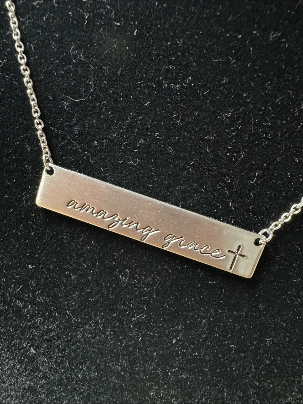 Silver "Amazing Grace" Bar Necklace
